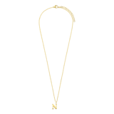 Stainless steel goldplated ketting met letterhanger N voor dames