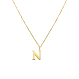 Stainless steel goldplated ketting met letterhanger N voor dames