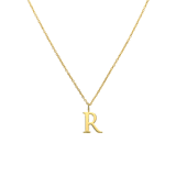 Stainless steel goldplated ketting met letterhanger R voor dames
