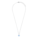 Halskette aus Edelstahl, Blume, mit Zirkonia, Aqua