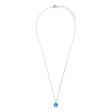 Halskette aus Edelstahl, Blume mit Zirkonia, blauer Topas
