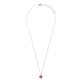 Halskette aus Edelstahl, Blume mit Zirkonia, Rot
