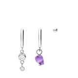 Stainless steel oorbellen set amethyst