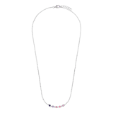 Zilveren ketting gekleurde emaille hartjes