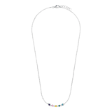 Zilveren ketting gekleurde emaille hartjes