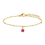 Armband aus Edelstahl, vergoldet, mit Geburtsstein, Juli