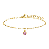 Stainless steel goldplated fantasiearmband met geboortesteen Oktober voor dames
