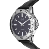Q&Q Herrenuhr mit schwarzem Lederarmband