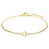 Tennisarmband aus Edelstahl, vergoldet, mit weißem kubischem Zirkonia, Buchstabe: C