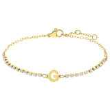 Tennisarmband aus Edelstahl, vergoldet, mit weißem kubischem Zirkonia, Buchstabe: G