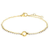 Stainless steel goldplated fantasiearmband met letterhanger O met zirkonia voor dames