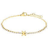 Tennisarmband aus Edelstahl, vergoldet, mit weißem kubischem Zirkonia, Buchstabe: X