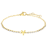 Tennisarmband aus Edelstahl, vergoldet, mit weißem kubischem Zirkonia, Buchstabe: Y