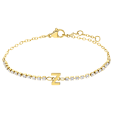 Tennisarmband aus Edelstahl, vergoldet, mit weißem kubischem Zirkonia, Buchstabe: Z