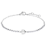 Stainless steel tennis armband wit cz letter - B