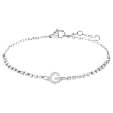 Tennisarmband aus Edelstahl, mit weißem kubischem Zirkonia, Buchstabe: G