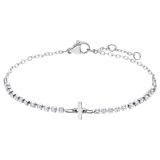 Tennisarmband aus Edelstahl, mit weißem kubischem Zirkonia, Buchstabe: I