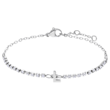Tennisarmband aus Edelstahl, mit weißem kubischem Zirkonia, Buchstabe: L