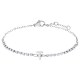 Stainless steel tennis armband wit cz letter - T