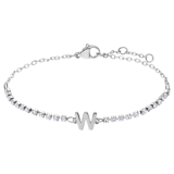 Stainless steel tennis armband wit cz letter - W