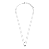 Stainless steel ketting dubbel met hart en zirkonia