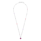Zilveren collier met roze hartje