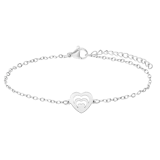 Armbänder aus Edelstahl, Mutter/Tochter, Herz, Kordel, Schwarz