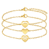 Stainless steel goldplated armbanden set hart voor dames