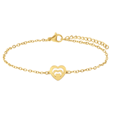 Armbänder aus Edelstahl, vergoldet, Mutter/Tochter, Herz