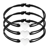 Stainless steel armbanden koord Moeder/Dochter 3 hart
