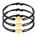 Stainless steel goldplated set koordarmbanden hart voor dames