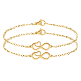 Stainless steel goldplated armbanden set hart voor dames