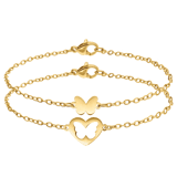 Stainless steel goldplated armbanden set met hanger voor dames