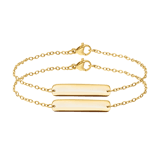 Stainless steel goldplated armbanden set met graveerplaat voor dames