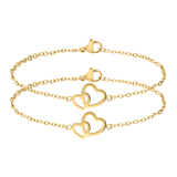 Stainless steel goldplated armbanden set hart voor dames