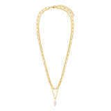 Stainless steel goldplated dubbele ketting met hanger met parel voor dames