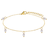 Stainless steel goldplated armbandenset met parel voor dames