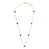 Stainless steel goldplated ketting met hanger zwart agaat voor dames