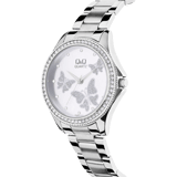 Q&Q stainless steel dameshorloge met vlinders