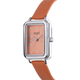 Regal dames horloge met licht oranje band