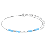 Stainless steel enkelband met blauwe kralen