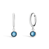 Stainless steel oorbellen met geboortesteen maart