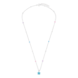 Zilveren ketting ster emaille blauw