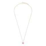 Zilveren goldplated kinderketting met hanger hart met emaille