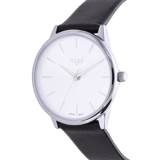 Regal dames horloge zwart, zilver wijzerplaat