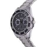 Elegante Herrenuhr aus Stahl mit schwarzem Zifferblatt