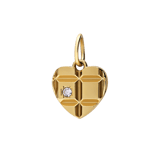 Charm aus Edelstahl, vergoldet, Herz, grün