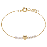Zilveren goldplated cadeauset hart met parel voor dames