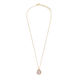 Stainless steel goldplated ketting met hanger met rozenkwarts voor dames