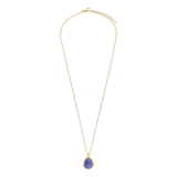 Halskette aus Edelstahl, vergoldet, mit blauem Spitzenachat, oval